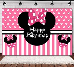 Popular Pink Minnie Mouse Backdrop Birthday Party Decorations Background Banner