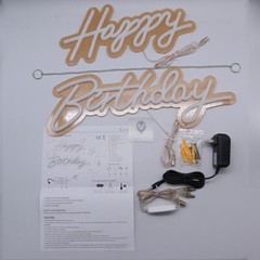CALCA Happy Birthday Warm White Integrative Neon Sign – 18X7.05 in + 13.3X 6.2in