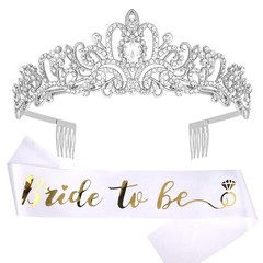 CEHER Bride Sash & Crystal Crown, Bachelorette Party Favors, Bridal Shower De…