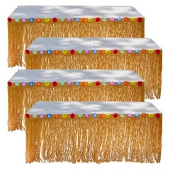 Playbees 4 Pack Luau Grass Table Skirt 9 Feet x 29 Inches Hawaiian Table Skir…