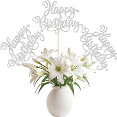 12 PCS Happy Birthday Centerpieces Sticks Double Sided Glitter Birthday Party De