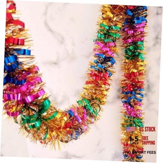 33Ft Christmas Tinsel Garland Shiny Thick Tinsel Decor Xmas Tree Colourful 2