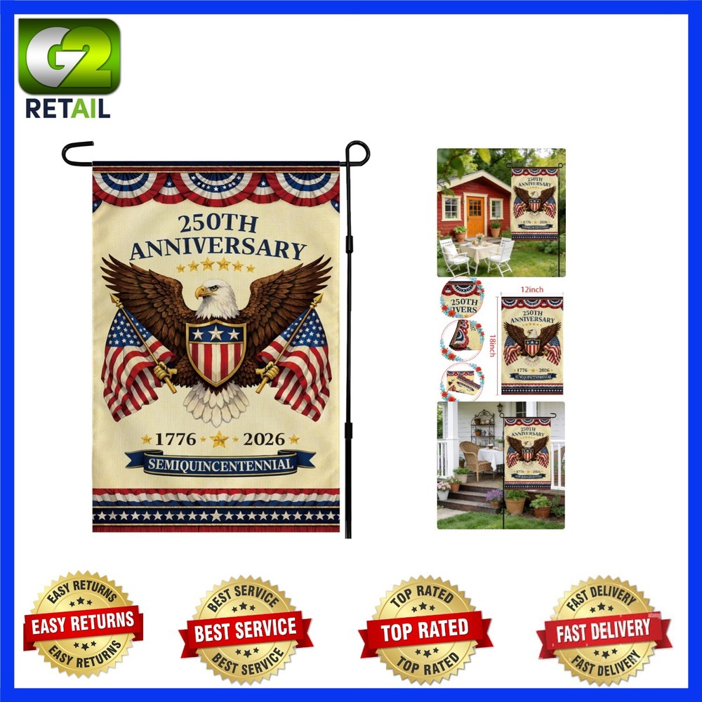 Patriotic 250th Anniversary Garden Flag – Vibrant Bald Eagle Design for July 4