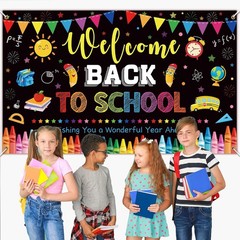 Back to School Decorations Banner, Large 71″ x 43″ Welcome Back to School Backdr