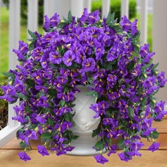 Sggvecsy Artificial Fake Hanging Flowers Plants for Outdoor 2Pcs, Purple