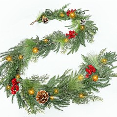 Prelit & Timer – 6FT Christmas Garland with Lights, Real Touch Norfolk Pine