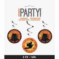 Full Moon Halloween 26″ Hanging Swirl Cutouts 3 Pc Haunted House Witch