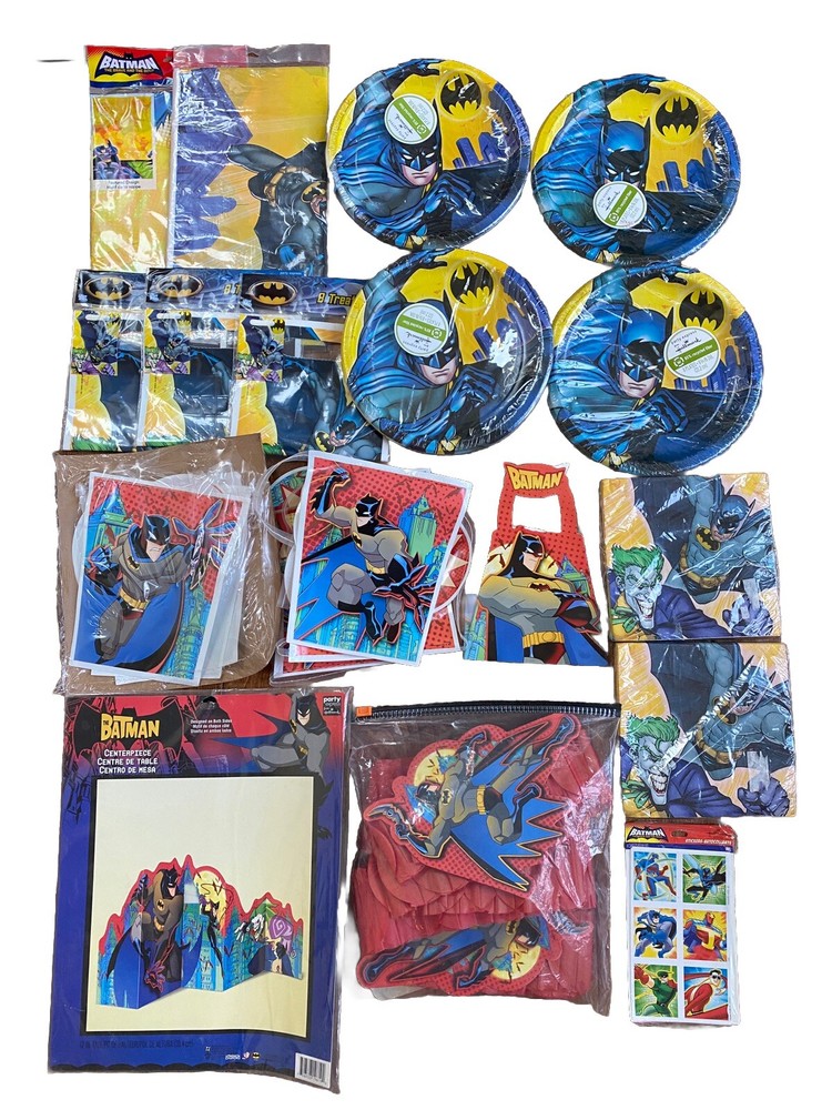 Batman Birthday Party Supplies Plate Banner Table Cover Treat Sack Bag 119pcs