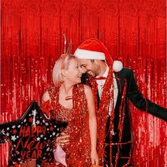 2 Pack Streamers Party Backdrop Christmas 39.4″W x 78.7″L (Pack of 2) Red