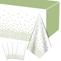 4Pcs Sage Tablecloths – 86.6″x51.2″ Rectangular Dot Table Covers for Home Green