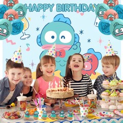 Hangyodon Party Supplies Party Decoration Set Balloons Cake Toppers Banner