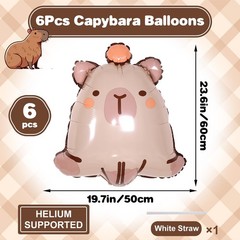 6 Pcs Capybara Balloons,24Inch Capybara Aluminum Foil Balloons for Baby Showe…