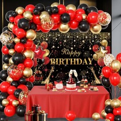Red Party Decorations for ,Balloon Aich kit,Black Gold Confetti Balloons,Happ…