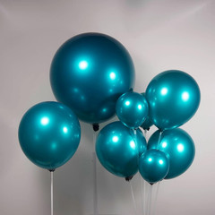 Chrome Blue Double-Stuffed Balloons Different Sizes 52 PACK 18+10+5 Inch Metalli