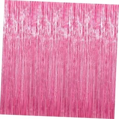 3.3 x 9.9 ft Foil Fringe Backdrop Curtain, Streamer Backdrop 2 Pack Pink