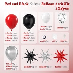 Red White and Black Balloon Garland Arch Kit, Red and Black Party Decorations…
