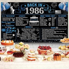 40Th Birthday Decorations for Men, 20PCS Black Blue Back in 1986 Birthday Party