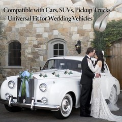 Wedding Car Decoration Garland with White Artificial Flowers and Ribbon Bow S…