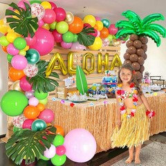 178Pcs Tropical Luau Balloons Arch Garland Kit Hawaiian Party Decorations wit…