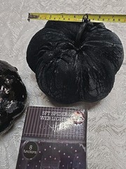 Black Velvet Lace Sequin Pumpkins 5ft Spider Web Lights Party Gothic Decor