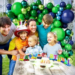 Green Dark Blue Balloon Garland Arch Kit, Dark Blue and Green Latex Balloons,…