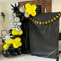 Black and Yellow Balloons, Bat Theme Balloons Hero Birthday Decorations, Yellow