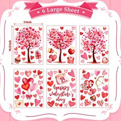 6 Sheet Valentines Day Decorations Heart Window 24 x 36 inches, Pink