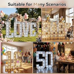 4FT Light Up Marquee Letter A – Warm & Cool White, Easy Assembly for Parties, Ev