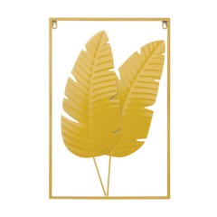 2PCS Wall Decorations Gold Iron Leaf Wall Hanging Home Decor w/Frame Wall Decor