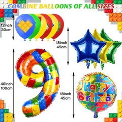40 Inch Building Block Number Balloon, Colorful Number Block Foil Balloons La…