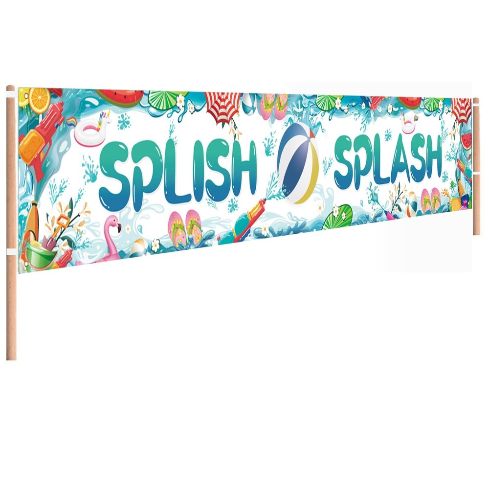 Splish Splash Pool Party Decorations Banner, 118 x 20 Inch Summer Pool Party …