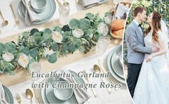 Eucalyptus Garland 6.56 Ft Lush Silver Dollar Leaves Boxwood Artificial Faux