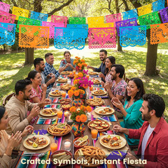 1 Pack 18 Ft Mexican Party Banner Cinco De Mayo Decoration, Plastic