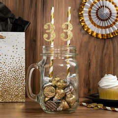 3rd Birthday Straws (SET OF 12) Glitter Birthday Decorations Favors (Any Age)
