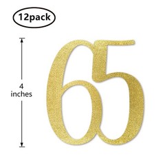 Gold Glitter 65 CutOut Numbers 65th Birthday Anniversary Decorations