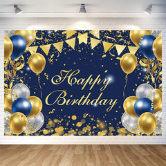 Blue Gold Birthday Party Backdrop Blue Gold Happy Birthday Banner Photography Ba