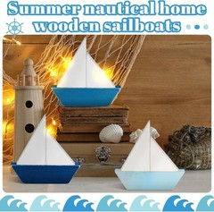 Charming 3-Pc Wooden Boat Decor – Summer Coastal Centerpieces for Any Room
