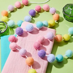 2 Pieces Wool Felt Rainbow Garland Colorful Pom Pom 6.5 ft Long 24 Garland fo…