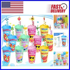 End of Student Gift Cups – 24 Pack Summer Party Decorations with Straws
