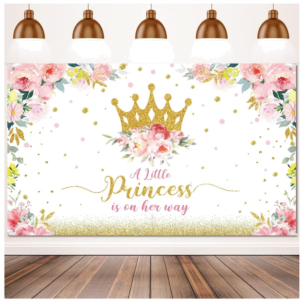 Baby Shower Backdrop 6×3.6 ft Little Princess Baby Shower Party Decorations f…