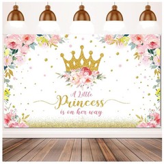 Baby Shower Backdrop 6×3.6 ft Little Princess Baby Shower Party Decorations f…