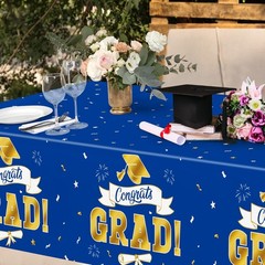 2Pack 2026 Graduation Decorations, 108″ X 54″ Graduation Tablecloth, Bluegold…
