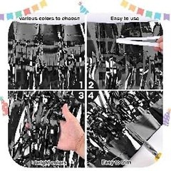 Morcheiong 2 Pack 29.5×108 Inch Black Foil Fringe Tinsel Table Skirts Disposa…