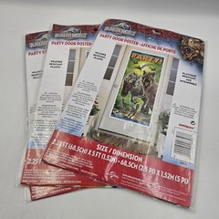 3 Jurassic World Party Door Posters 2.25′ X 5′ Feet Plastic Birthday Retirement