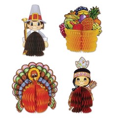 Beistle 4 Piece Thanksgiving Decorations Mini Pilgrim And Turkey Table…