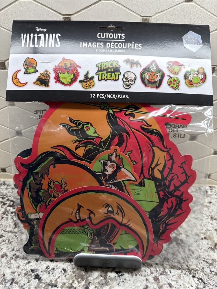 Disney Villains Halloween Cutouts (12pcs) – Single-Sided Party Decorations – NEW