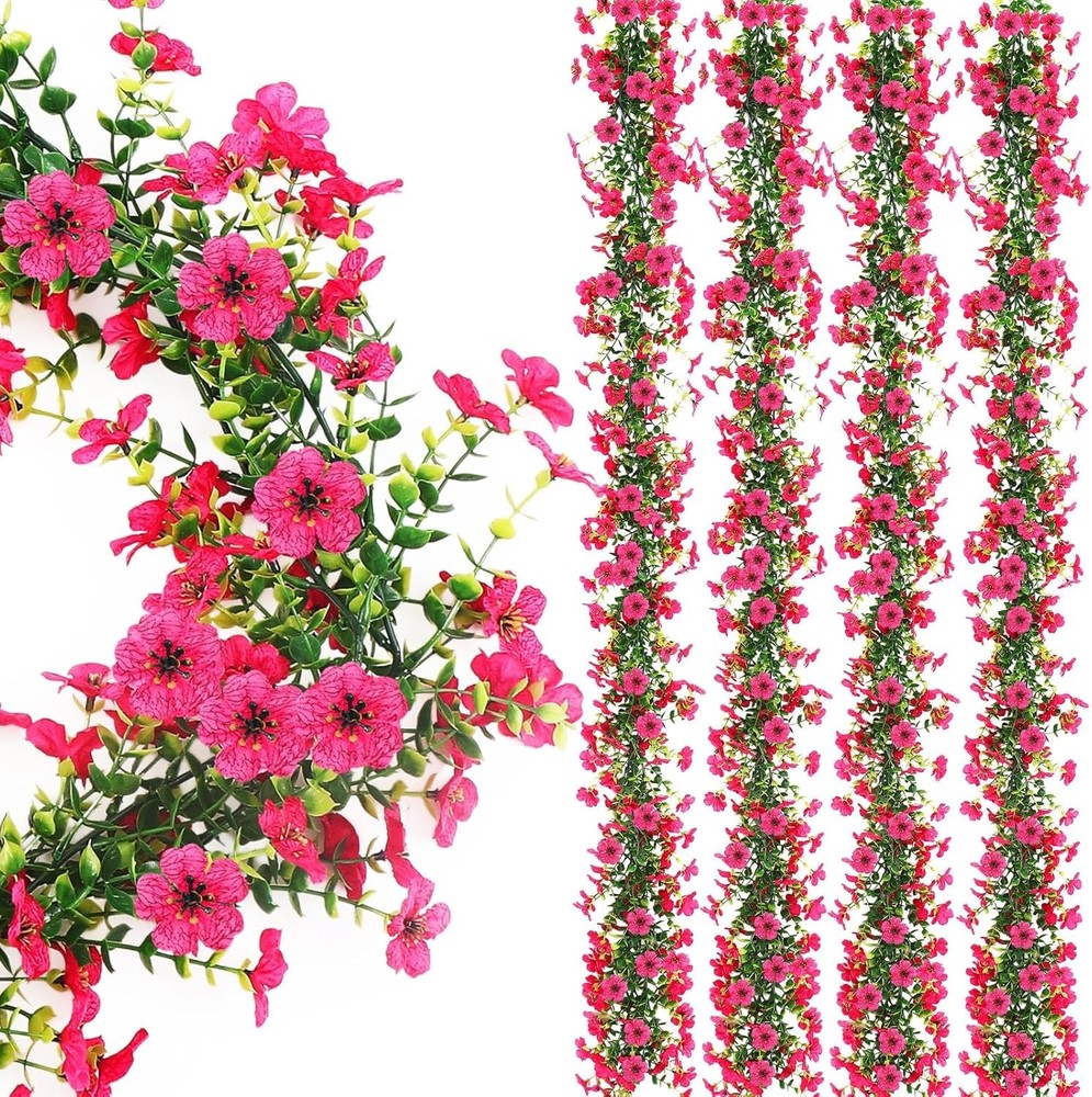 4 Pcs 6 ft Artificial Flowers Wisteria Garland-Total 24 ft Fake Hanging Wisteria