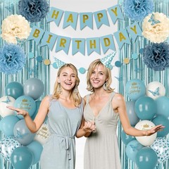 Elegant Blue Birthday Decorations Set – 58 Pieces for Spectacular Celebrations