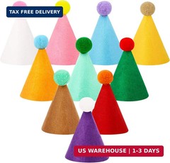 10 Pcs Mini Birthday Party Hats Multicolor Lovely Cone Hats for Animals Stuffed