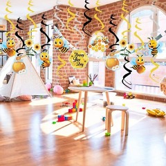 30PC Bee Theme Baby Shower Gender Reveal Birthday Party Decoration Hanging Swirl
